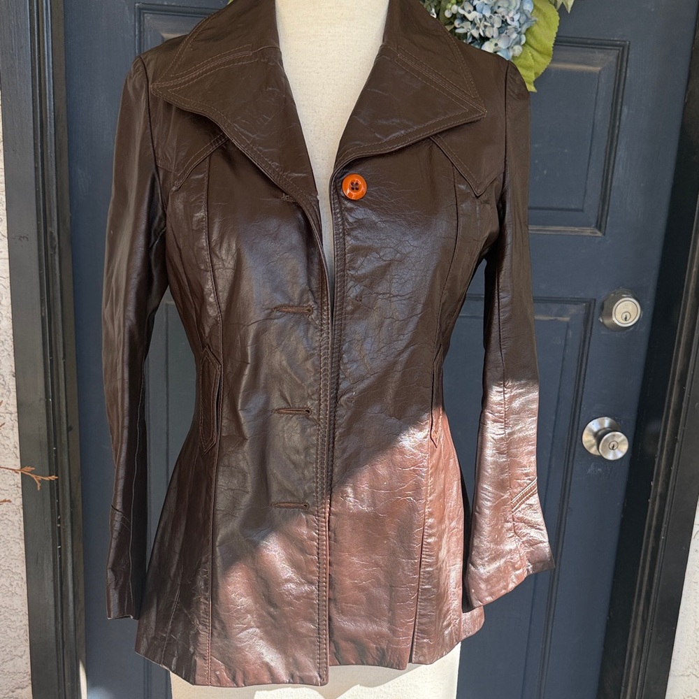 Vintage avant garde Brown Leather Jacket